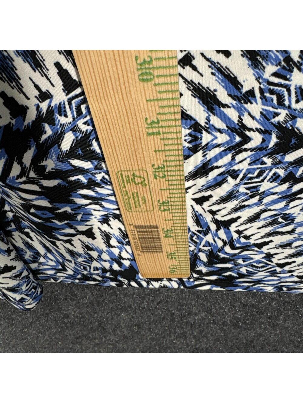 AB Studio Skirt Women M Medium Blue Geometric Maxi Long High Rise Stretch Casual - Picture 4 of 7